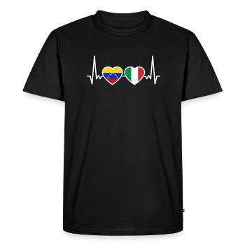 Venezuela Italie Heartbeat Drapeau Vénézuéliens - T-shirt Premium bio Homme - noir - Devant - Nico (187cm)
