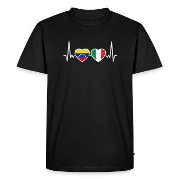 Venezuela Italie Heartbeat Drapeau Vénézuéliens - T-shirt Premium bio Homme - noir - Devant - Nico (187cm)