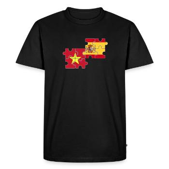 Vietnam Espagne Drapeau Espagnol Vietnamien - T-shirt Premium bio Homme - noir - Devant - Nico (187cm)