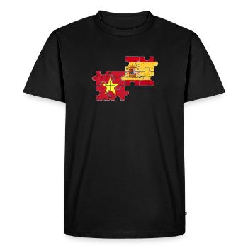 Vietnam Spain Vintage Flag Spanish Vietnamese - Men's Premium Organic T-Shirt - black - Front - Nico (187cm)