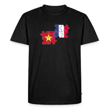 Vietnam France Drapeau Français Vietnamien - T-shirt Premium bio Homme - noir - Devant - Nico (187cm)