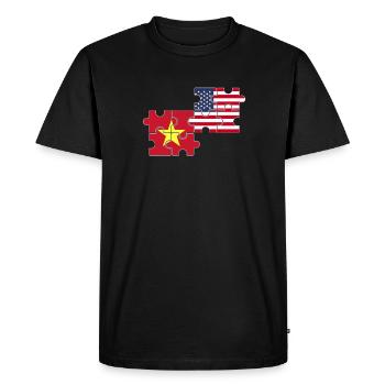 Vietnam USA Flag American Vietnamese - Men's Premium Organic T-Shirt - black - Front - Nico (187cm)