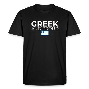 Greek And Proud Greek Flag - Men's Premium Organic T-Shirt - black - Front - Nico (187cm)