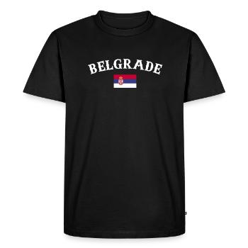 Belgrade Serbie Drapeau serbe Fier Serbe - T-shirt Premium bio Homme - noir - Devant - Nico (187cm)