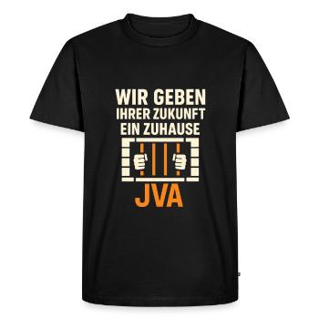 We give your future a home – JVA - Men's Premium Organic T-Shirt - black - Front - Nico (187cm)