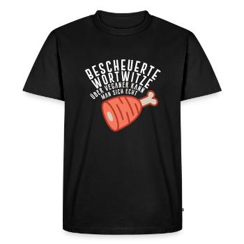 vegan blague végétalien disant drôle mangeur de viande - T-shirt Premium bio Homme - noir - Devant - Nico (187cm)