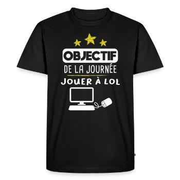 Lol - Jouer - Objectif - Cadeau - Humour - Drôle - T-shirt Premium bio Homme - noir - Devant - Nico (187cm)