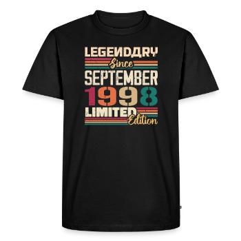 Septembre 1998 Anniversaire 1998 Septembre Cadeau - T-shirt Premium bio Homme - noir - Devant - Nico (187cm)