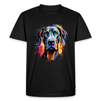 Dogue allemand coloré - T-shirt Premium bio Homme - noir - Devant - Nico (187cm)