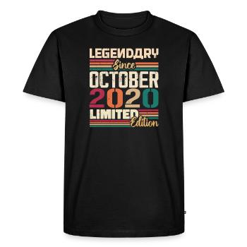 Octobre 2020 Millésime - Cadeau d’anniversaire 2020 - T-shirt Premium bio Homme - noir - Devant - Nico (187cm)