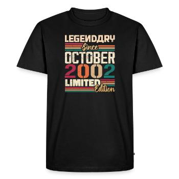 Octobre 2002 Millésime - Cadeau d’anniversaire 2002 - T-shirt Premium bio Homme - noir - Devant - Nico (187cm)