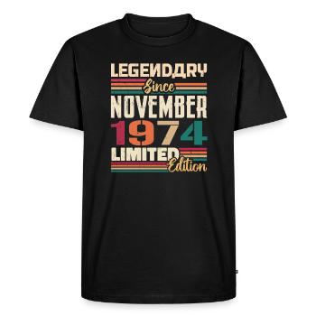 Légendaire depuis novembre 1974 - Cadeau 1974 - T-shirt Premium bio Homme - noir - Devant - Nico (187cm)
