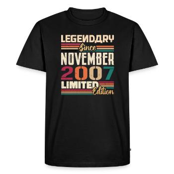 Légendaire depuis novembre 2007 - Cadeau 2007 - T-shirt Premium bio Homme - noir - Devant - Nico (187cm)