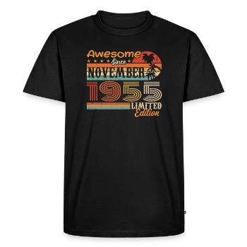 Une légende est née en novembre 1955 - 1955 - T-shirt Premium bio Homme - noir - Devant - Nico (187cm)
