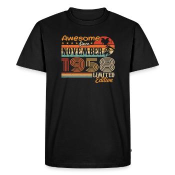 Une légende est née en novembre 1958 - 1958 - T-shirt Premium bio Homme - noir - Devant - Nico (187cm)