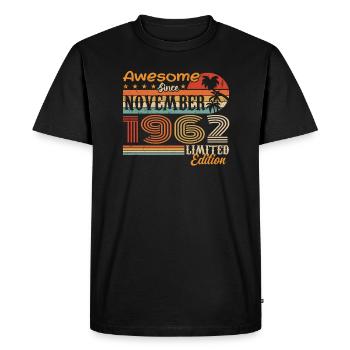 Une légende est née en novembre 1962 - 1962 - T-shirt Premium bio Homme - noir - Devant - Nico (187cm)