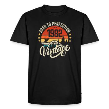 1982 Vintage - cadeau d’anniversaire 1982 rétro 1982 - T-shirt Premium bio Homme - noir - Devant - Nico (187cm)
