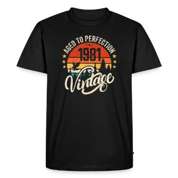1981 Vintage - Birthday Gift 1981 Retro 1981 - Men's Premium Organic T-Shirt - black - Front - Nico (187cm)