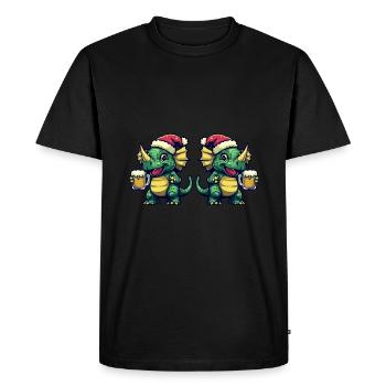 Dinosaure tricératops Équipe de bière de Noël - T-shirt Premium bio Homme - noir - Devant - Nico (187cm)