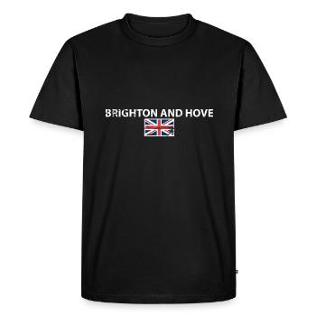Brighton And Hove Royaume-Uni Vintage Drapeau britannique - T-shirt Premium bio Homme - noir - Devant - Nico (187cm)
