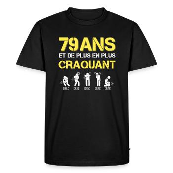 Cadeau homme anniversaire Homme humour papy 79 ans - T-shirt Premium bio Homme - noir - Devant - Nico (187cm)