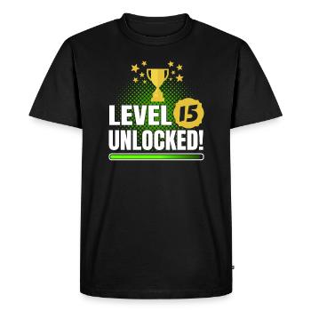 15th Birthday Gamer Level 15 Tshirt - Men's Premium Organic T-Shirt - black - Front - Nico (187cm)