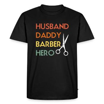 Mari Papa Barbier Héros Père Papa Fête des Pères - T-shirt Premium bio Homme - noir - Devant - Nico (187cm)