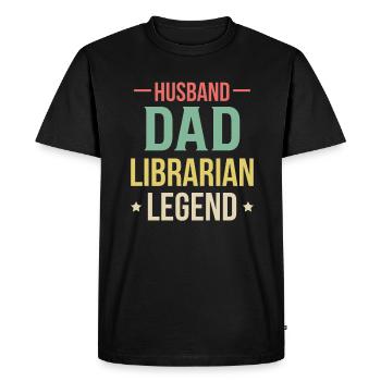 Mari Papa Bibliothécaire Chemise Légende - T-shirt Premium bio Homme - noir - Devant - Nico (187cm)