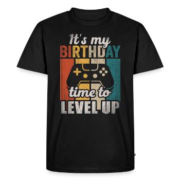 It's My Birthday Time To Level Up - Men's Premium Organic T-Shirt - black - Front - Nico (187cm)