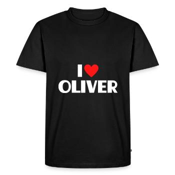 I Love Oliver Red Heart Love Fan Gift - Men's Premium Organic T-Shirt - black - Front - Nico (187cm)