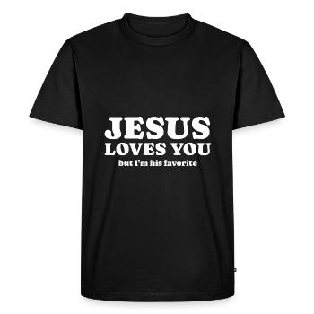 Jésus t’aime Mais je suis son dicton préféré - T-shirt Premium bio Homme - noir - Devant - Nico (187cm)