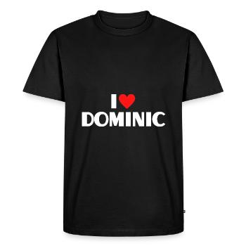 J’aime Dominic Red Heart Love Fan Gift - T-shirt Premium bio Homme - noir - Devant - Nico (187cm)