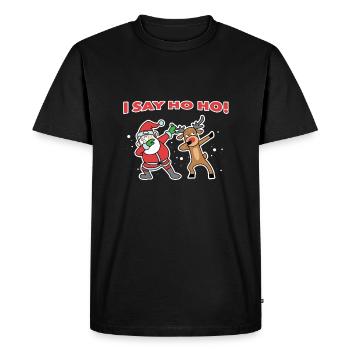 Santa Claus and Rudolph - Men's Premium Organic T-Shirt - black - Front - Nico (187cm)