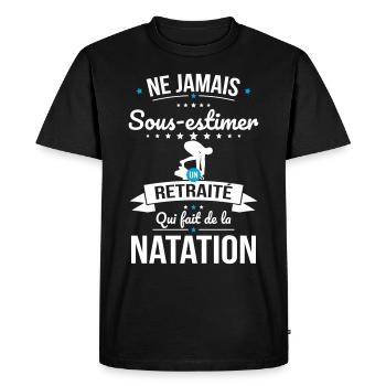 Sous-estimer un retraité qui fait de la natation - T-shirt Premium bio Homme - noir - Devant - Nico (187cm)