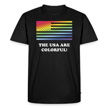 Les États-Unis sont colorés! (Stars And Stripes) - T-shirt Premium bio Homme - noir - Devant - Nico (187cm)
