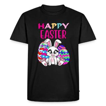 Happy easter, Easter bunny, Easter eggs, sayings - Men's Premium Organic T-Shirt - black - Front - Nico (187cm)