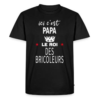 ici c est PAPA le ROI DES BRICOLEURS cadeau PAPA - T-shirt Premium bio Homme - noir - Devant - Nico (187cm)
