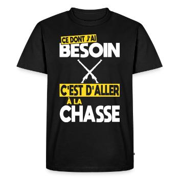 Ce dont j'ai besoin c'est d'aller à la Chasse - T-shirt Premium bio Homme - noir - Devant - Nico (187cm)