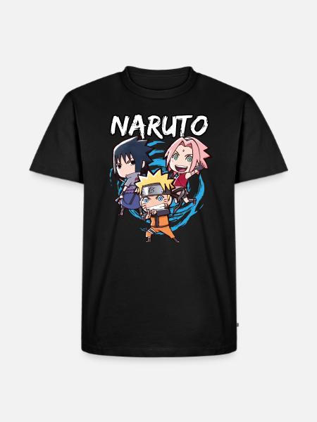 Naruto Shippuden Naruto, Sakura & Sasuke As Chibi - Maglietta ecologica premium da uomo - nero