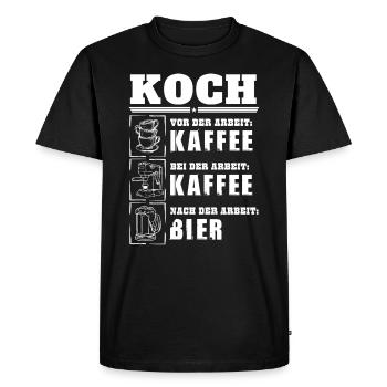 Mein Tagesablauf als Koch - Männer Premium Bio T-Shirt - Schwarz - Vorne - Nico (187cm)