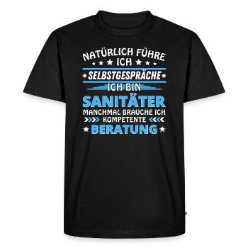 Je me parle à moi-même - Édition Paramédic - T-shirt Premium bio Homme - noir - Devant - Nico (187cm)