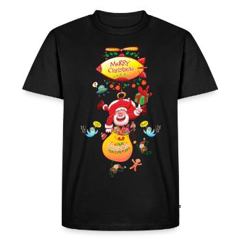 Père Noël a un zeppelin pour livrer les cadeaux - T-shirt Premium bio Homme - noir - Devant - Nico (187cm)