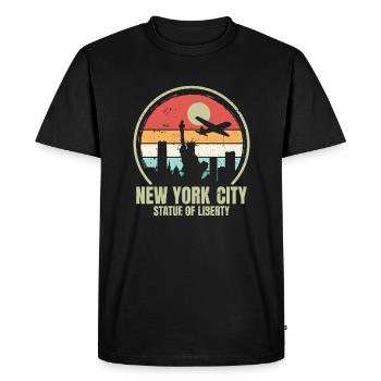 Retro Vintage New York City Statue of Liberty - Men's Premium Organic T-Shirt - black - Front - Nico (187cm)