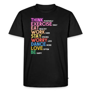 Think Positive, Motivational, Positive Saying - Men's Premium Organic T-Shirt - black - Front - Nico (187cm)