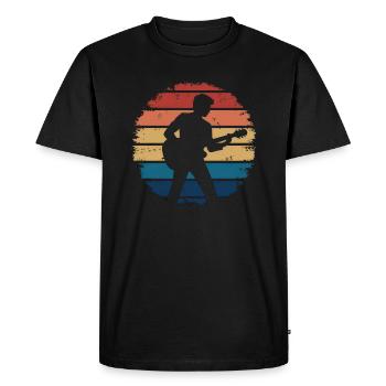 Silhouette de guitariste - Rétro Vintage Sunset - T-shirt Premium bio Homme - noir - Devant - Nico (187cm)