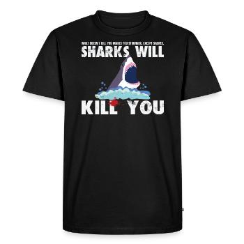 Les requins vont vous tuer drôle - chemise de plongée - T-shirt Premium bio Homme - noir - Devant - Nico (187cm)