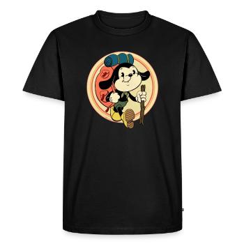 dessin animé vintage backpacker - T-shirt Premium bio Homme - noir - Devant - Nico (187cm)
