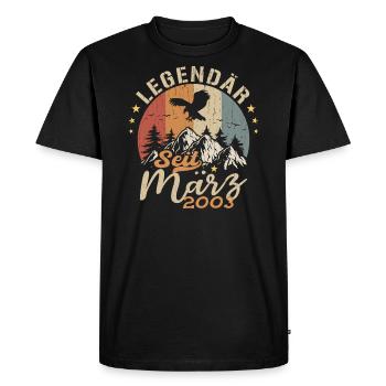 Les légendes sont nées en mars 2003 - 2003 - T-shirt Premium bio Homme - noir - Devant - Nico (187cm)