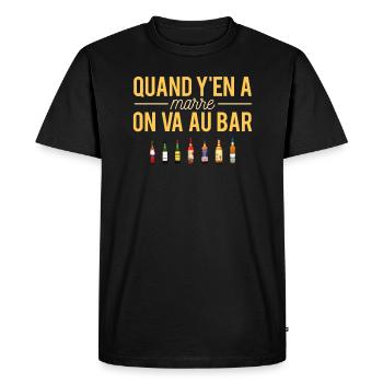 Quand y'en a marre on va au bar alcool humour - T-shirt Premium bio Homme - noir - Devant - Nico (187cm)