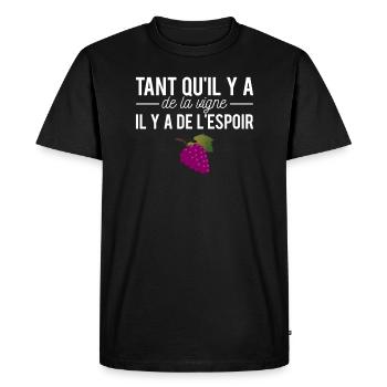 Tant qu'il y a de la vigne il y a de l'espoir vin - T-shirt Premium bio Homme - noir - Devant - Nico (187cm)